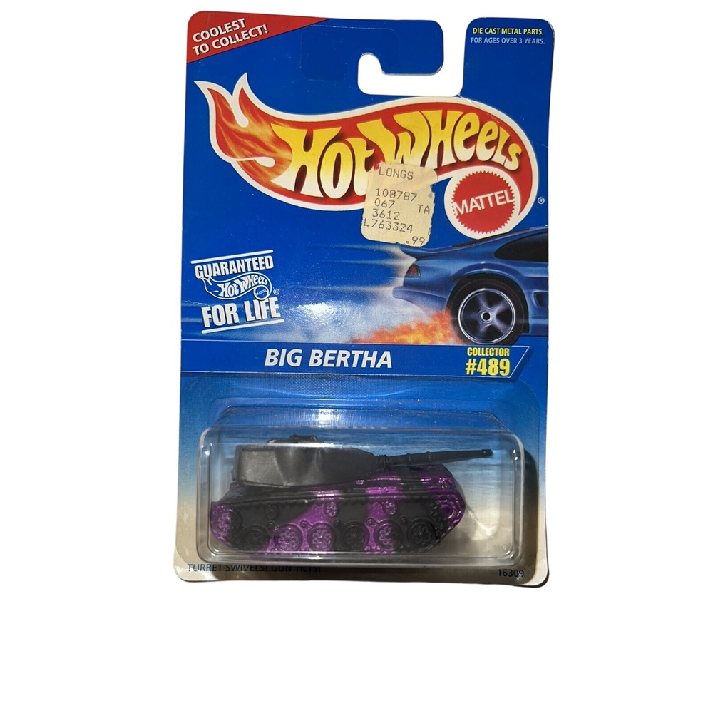 Hot Wheels Big Bertha Tank Purple Black Camo 1996 Collector 489 Mod Bod Series